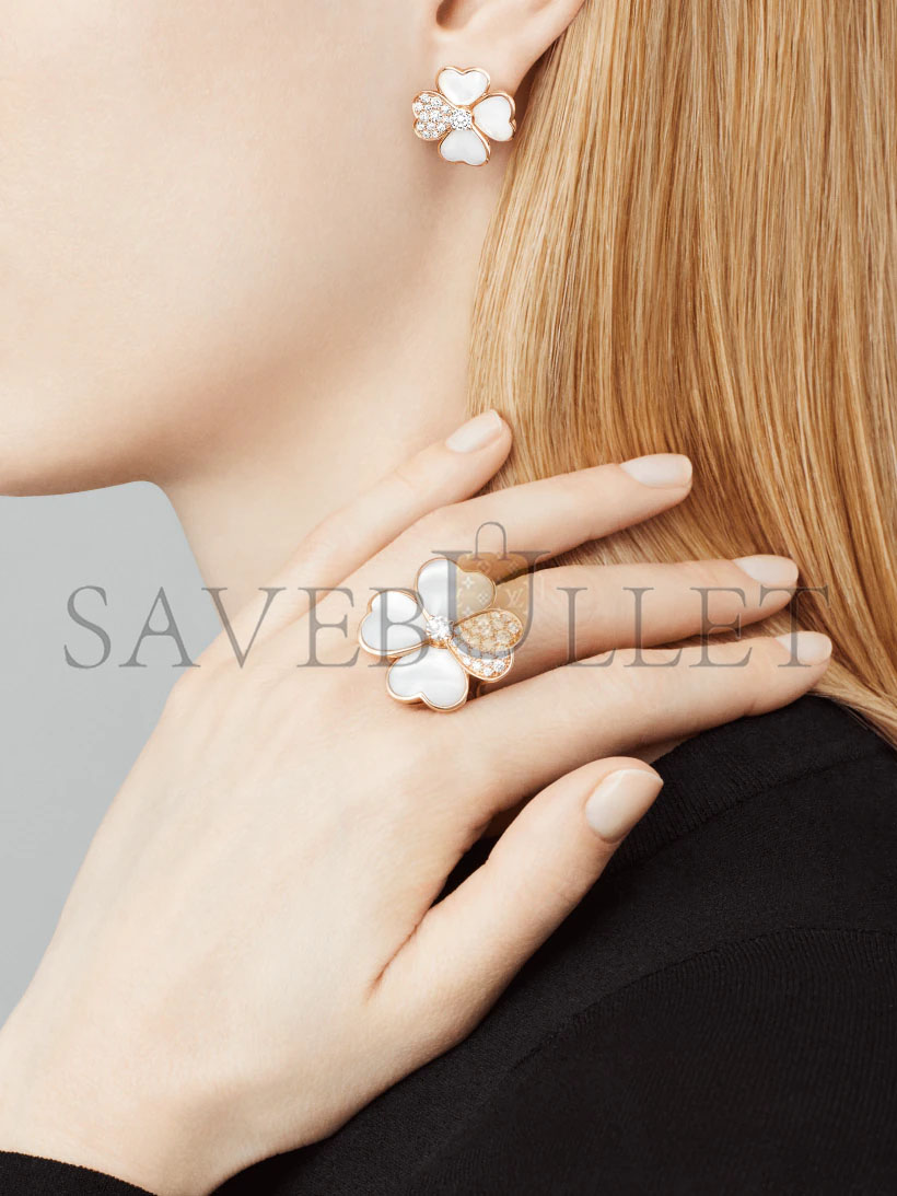 V*N CL*F arpels cosmos earrings, small model - rose gold, diamond, mother-of-pearl  vcaro5bx00