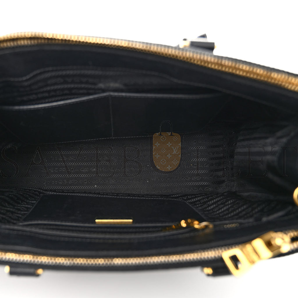 Pra*a saffiano medium galleria double zip tote black (30*23*15cm)