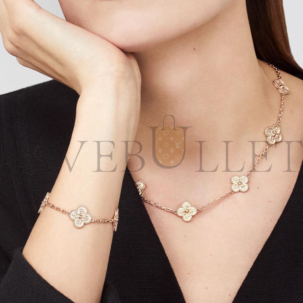 V*N CL*F arpels vintage alhambra necklace, 10 motifs - rose gold vcarn9t100