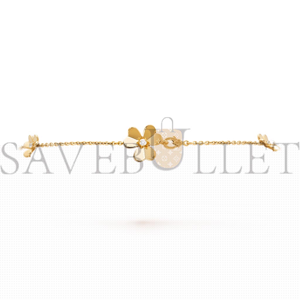 V*N CL*F arpels frivole necklace, 9 flowers - yellow gold, diamond vcard31500