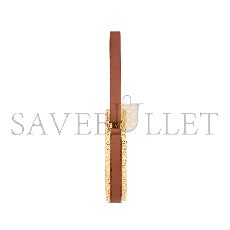 Y*L raffia and leather round bag natural and brick 744292gaadq (21*21*4cm)