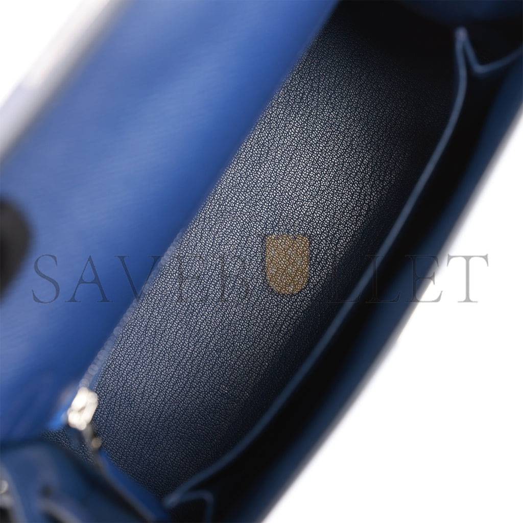 H**mes kelly sellier 25 bleu saphir epsom palladium hardware (25*17*7cm)