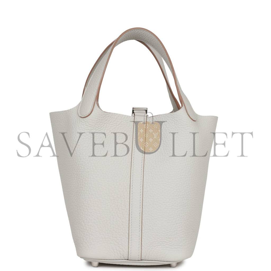 H**mes picotin lock 18 gris perle clemence palladium hardware (18*13*18cm)