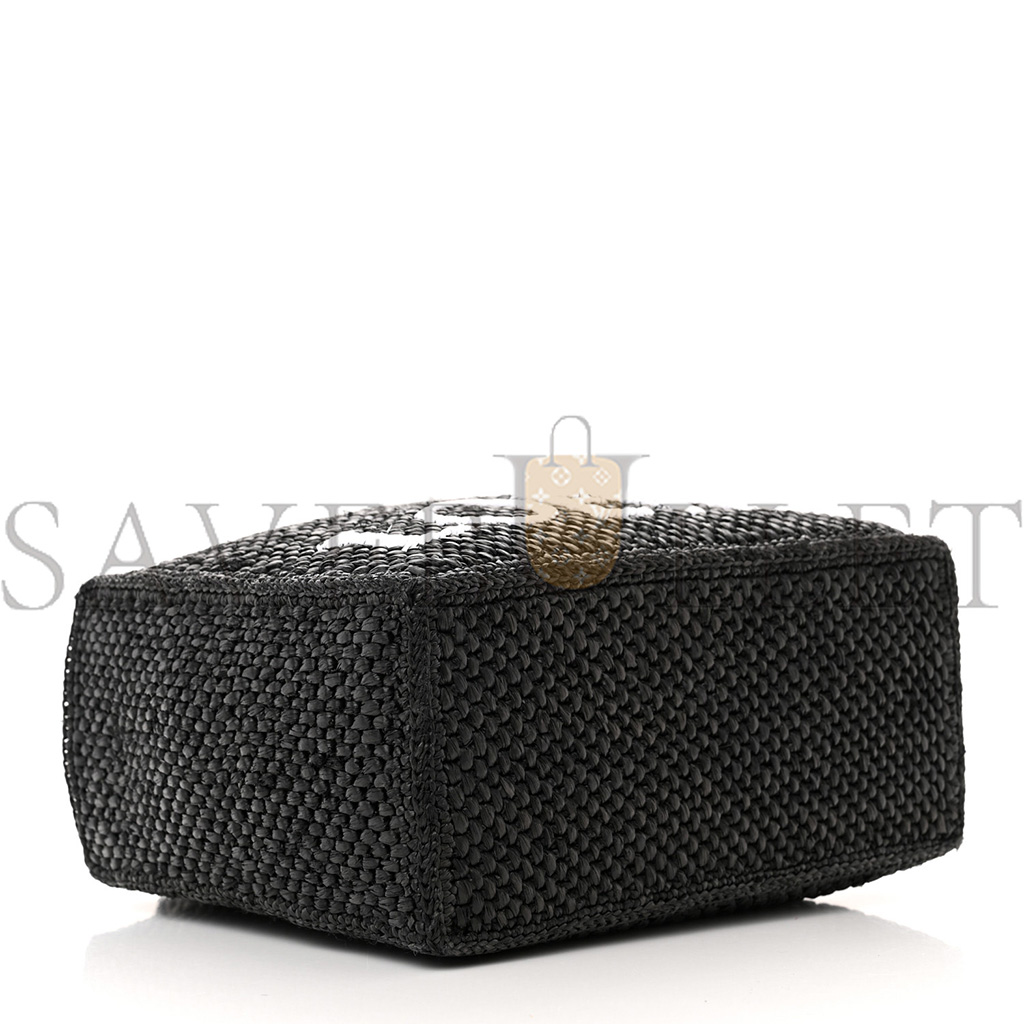l*ew* raffia small paula ibiza logo tote black white (23*19*10cm)