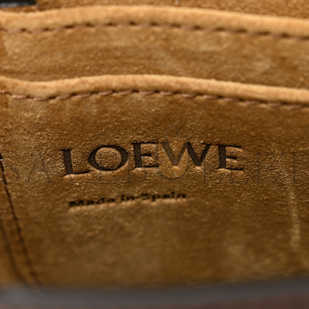 l*ew* calfskin jacquard mini gate dual bag chocolate (20*13*10cm)