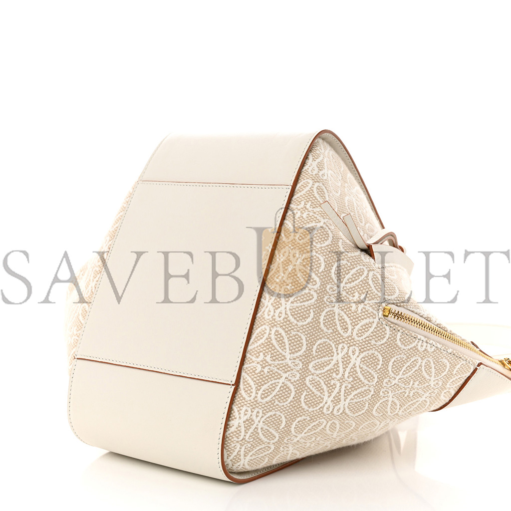l*ew* calfskin canvas anagram small hammock shoulder bag ecru white (30*25*13.5cm)