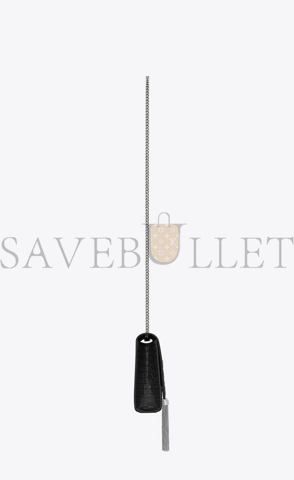 Y*L kate medium chain bag with tassel in embossed crocodile shiny leather 354119dnd0n1000 (24*14.5*5.5cm)